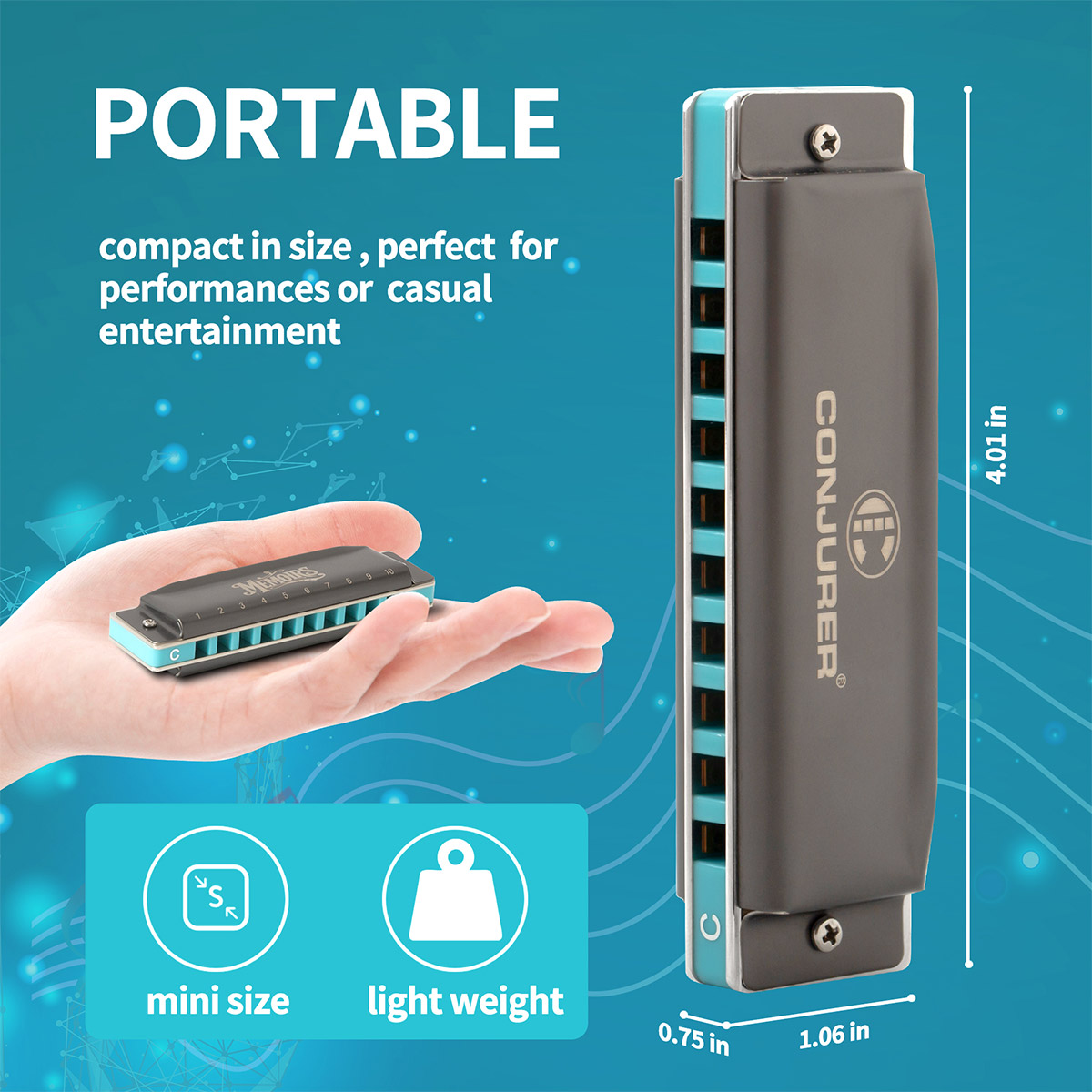 CONJURER 10 holes blues harmonica